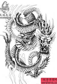 красивый классический черный серый дракон рукописи тату