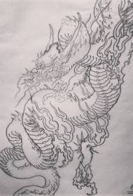 Japans traditioneel drakenlijn tattoo patroon manuscript