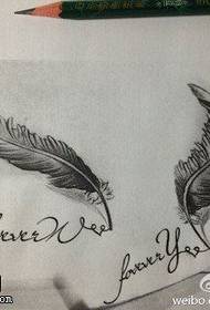 Los tatuajes recomiendan un manuscrito de plumas