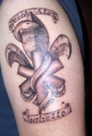 Serpente grisa di spalla è mudellu di tatuaggi di logos di ambulanza