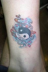 leg farge yin og yang symbol tatovering bilde 148040 - kvinnelige ben japansk stil symbol med blomster tatovering