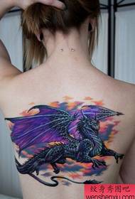 a beautiful back of the domineering European and American dragon tattoo pattern