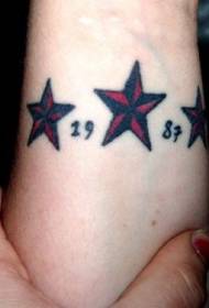 mmala wa letsoho la pentagram le nautical tattoo ea sehopotso