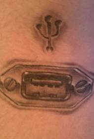Port umăr gri USB și simbol Geek Tatuaj