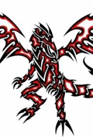 Lletres de tatuatges de drac dominatiu creatiu de línia vermella i negra