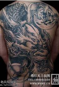 model complet de tatuaj dragon negru din spate complet