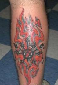 Modello di tatuaggio simbolo fiamma fiamma e fiocco di neve nero