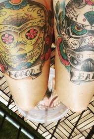 thigh Meksikaanske tradisjonele stoarm kavalery-avatar en lettertatuerpatroan