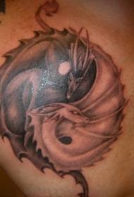 yin ja yang dragon yhdistelmä juoru tatuointi malli