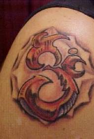 Immagine tatuaggio tribale indù simbolo spalla colore