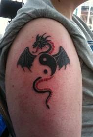 braccio tatuaggio yin e yang gossip dragon tattoo pattern