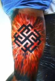 arm sort symbol med rød stråling tatoveringsmønster