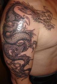 Boom yndrukwekkend Aziatysk Dragon Black Tattoo Patroon