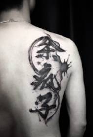 Qoraalka qalin-qoriga: Nooca madow ee wax lagu sawiro kanji tattoo ee Kanji