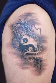 modello del tatuaggio del gossip del drago abbraccio yin e yang