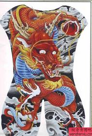 klassiskt dominera full rygg färg draken tatuering mönster