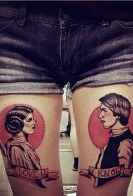Leg vintage vintage stile retro ritratto di tatuaggi Leia