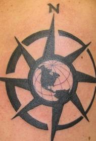 swart simbool kompas-tatoeëermerk