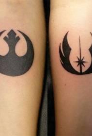 Modello di tatuaggio simbolo cavaliere Jedi nero e ribelle
