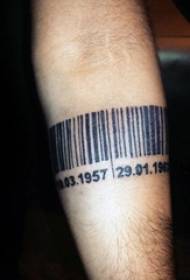 Umunthu wa manambala akuda ndi mapangidwe osavuta a tattoo barcode tattoo