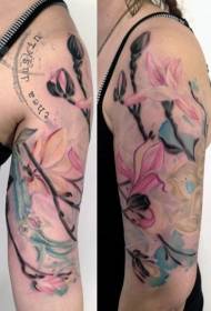store arm naturlige smukke farvede blomster alfabet tatovering mønster