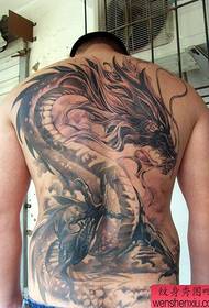 супер красив готино черно и бяло цял гръб европейски и американски модел татуировка на дракон