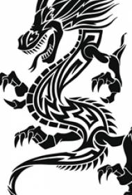 fekete vonal vázlat kreatív sárkány totem uralkodó tetoválás kézirat