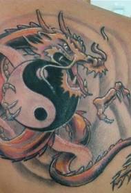 zadný drak objatie jin a jang klebety tetovanie vzor