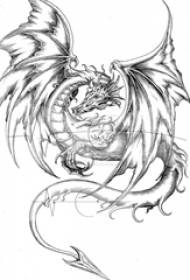 manoscritto tatuaggio creativo nero prepotente schizzo drago grigio