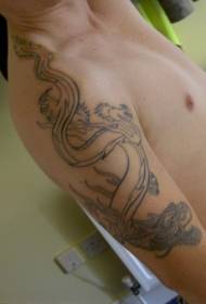 手臂不完整的中国龙纹身图案