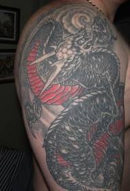 Braccio Asian Dragon Black e Red Tattoo Pattern