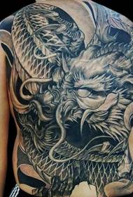 Patrón de tatuaje de dragón japonés posterior
