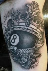 school Big Arm Inside Number and Crown Rose Tattoo Pattern