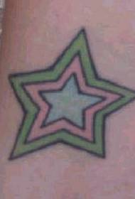 kolorowy wzór tatuażu Pentagram