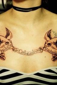 scheletro passero marrone petto con motivo a tatuaggio inglese