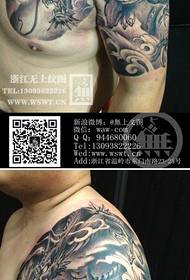 populaire motif de tatouage demi dragon noir et blanc populaire