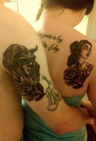 koup desen ki pi ba bote ak pòtrè pòtre ak modèl lèt tatoo