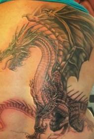 Evil Big Dragon Back Tattoo Pattern