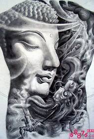 Budas un pūķa tetovējuma manuskriptu attēli