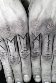 dedo simple patrón de tatuaxe de letra negra