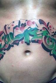 abdomen color graffiti squiggly carta tatuaje imagen