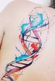 डीएनए दुहेरी अडकलेला टॅटू - गुंडाळलेला डीएनए डबल स्ट्रँड प्रतीक टॅटूचा नमुना