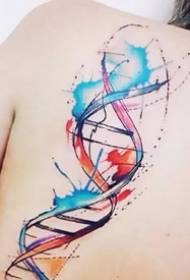 Tatŵ â haen ddwbl DNA - patrwm tatŵ symbol dwbl-haen DNA cydgysylltiedig