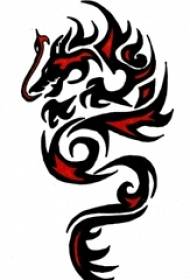 rød svart strek skiss kreativ dominerende drage totem tatoveringsmanuskript