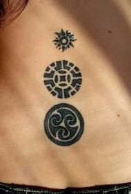 Plemenski crni uzorak simbola tetovaže sunca
