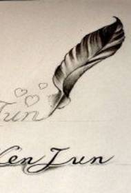 spalvu vēstules tetovējums manuskripta raksts