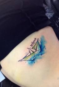 талія стороні живопис стиль паперу човен татуювання малюнок