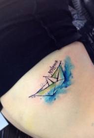 Taille Säit Molerei Stil Pabeier Boot Tattoo Bild