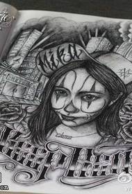 Handritamynstur Death Girl Letter Tattoo