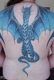 full back blue dragon tattoo pattern